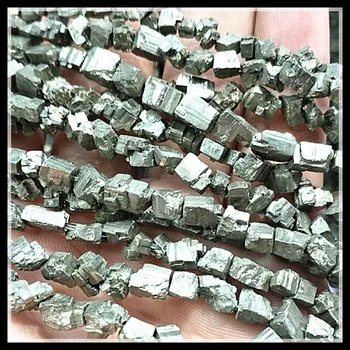 1 reťazce prírody pyritov kameň čipy pre náramky, prívesky, takže príslušenstvo, veľkosť 4-6 mm pekné baňa čipy