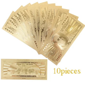 10Pcs/Veľa Pamätné Zlaté Bankovky 100 Doláru USA Mene Zákona Falošné Papierové Peniaze, Mince, Medaily 24k Spojené Štáty Americké