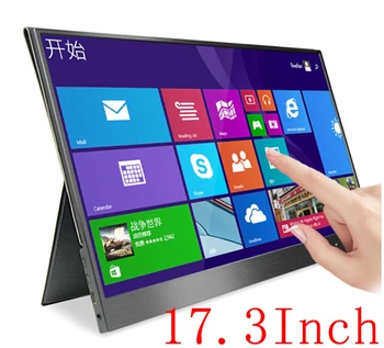 17.3 Palce Prenosný Monitor, Touchscreen 1080p FHD Typ-C, USB Kompatibilný s HDMI pre Rozbaľte položku Mobilný POČÍTAČ Notebook Office Herný Displej