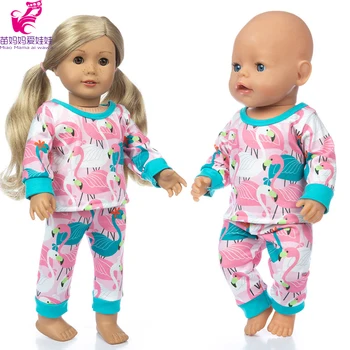 17 palcové Baby Doll oblečenie Flamingo pajama nastaviť 18-palcové americký og dievča bábiku spanie nosenie