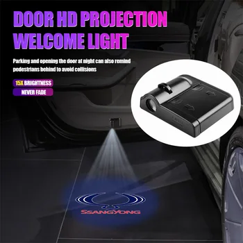 1pcs LED Dvere Auta Znak Svetlo Vitajte na Čítanie Bezdrôtový Laserový Projektor Auto Dekorácie Pre SsangYong Korando Rexton Tivoli Actyon