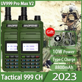 2 ks Baofeng UV999 Pro Max 10W Profesionálne Walkie Talkie Transreceiver 999CH Typ-C Nabíjačku Upgrade UV-5R 10R CB obojsmerná Rádiová