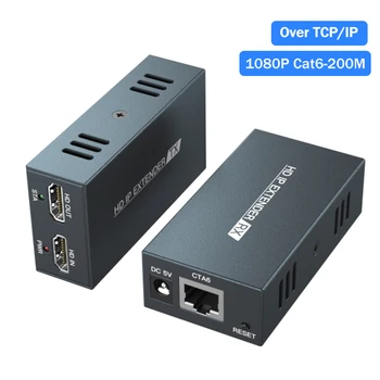 200 M HDMI Extender Cez IP prostredníctvom CAT5e/6 Extensor 1080P HDMI RJ45 Cez IP/TCP One-to-Many Prenos Cez Ethernet Switch