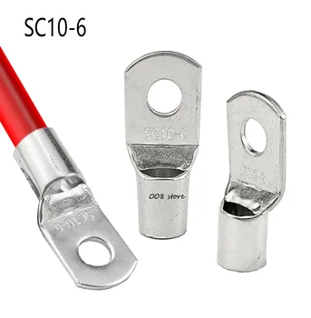 20PCS 50PCS SC10-6 Tined medi pripojenie terminálu skrutka otvor káblové oká svorky batérie námestie 10 mm drôt
