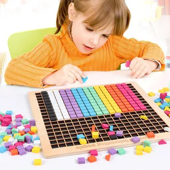 370Pcs/set Deti DIY Premennej Pixel Montessori Drevená Hračka Ruky Mozgu Školenie Puzzle Dosky Matematika Hra Skoro Vzdelávacie Hračky Darček