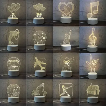 3D Lampy, Akryl USB LED Nočné Svetlo Valentín Party, Svadobné Dekorácie Svetlá Domov Darček Jednorožec Srdce Lampa Nový Rok Darčeky
