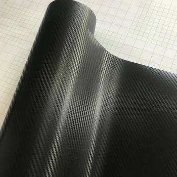 50cmx 500 cm 3D Black Carbon Fiber Vinyl Fólie Car Wrap Fólia Lepidlo Auto Odtlačkový Balenie s odvzdušňovacia