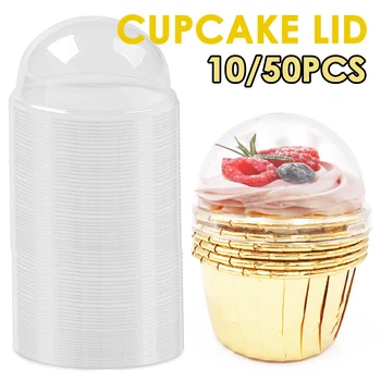 50PCS Tortu Pohár Viečko Priehľadné Plastové Veko Cupcake Svadobnú Tortu Ochrany Klobúk (Len klobúk, č tortu cup)