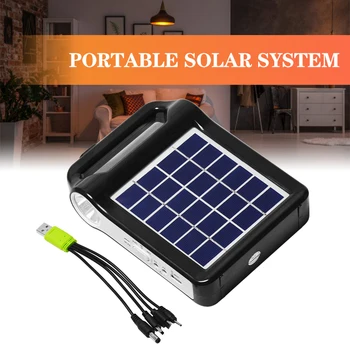 6V Napájaním Skladovanie Generátor Systém Prenosné Dobíjacie Solárny Panel USB Nabíjačku S Lampou Osvetlenie Domov Solar Energy System Kit