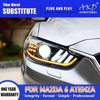 AKD Vedúci svetlo na Mazda 6 Atenza LED Reflektor Roky 2013-2017 Svetlomety Mazda6 DRL Zase Signálu Vysoká svetla Angel Eye Projektor