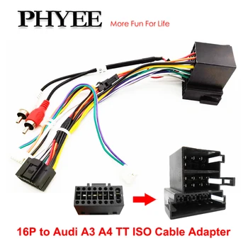 Auto Android ISO Kabeláž Postroj Adaptér 16 Pin Plug Aftermarket Radio Head Unit Pomocné Audio Kábel pre Audi A3 8P A4 TT