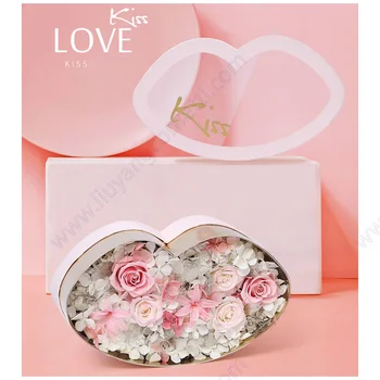 Darčeková krabička Milujem ťa Valentína Mydlo Ruže Kvet Bozk na Pery Tvar Strana Domov Ornament Romantický Svadobný Pár Krúžok Vlastné Logo
