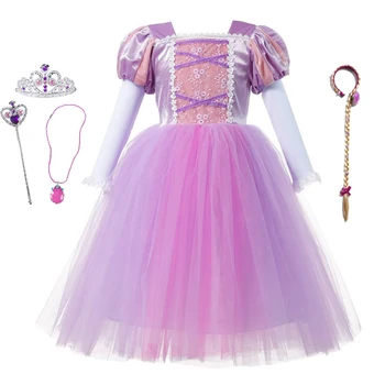 Dievča Rapunzel Šaty Detský Maškarný Zamotaný Princezná Šaty pre 3-10 Rokov Dievča Oblečenie Detí, Narodeniny Cosplay Kostým Popoluška