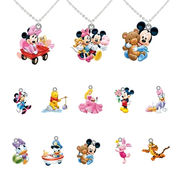 Disney Epoxidové Živice Náhrdelník Roztomilý Mickey Mouse Sladké Minnie Priateľmi Vzor s Dlhým Reťazcom Prívesok Náhrdelník Šperky Unisex XDS219