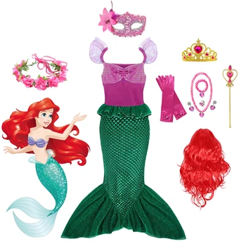 Disney Malá Morská Víla Ariel Kostým Princezná Pre Deti Šaty Pre Dievčatá Cosplay Detí, Karneval, Narodeniny, Party Oblečenie Morská Víla Šaty