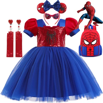 Disney Spiderman Cosplay Kostýmy Princezná Šaty Pre Dievčatá Flitrami Spider Oka Tutu Šaty Pre Deti Narodeniny Halloween Party