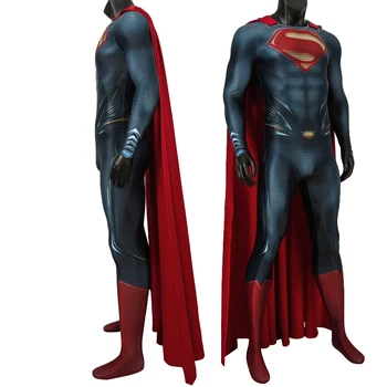 Dospelých Superhrdina Clark Jumpsuit Halloween Cosplay Ocele Muž Kostým Kent Kombinézu Tlač Zentai Červený Plášť