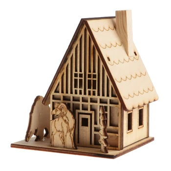 Drevené 3D Puzzle Hračka Dom Chata stavbu Modelu Stavebnice Dieťa Skladačka