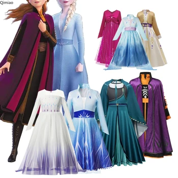 Elsa Anna 2 Šaty Dievčatá Princezná, Karneval, Halloween Party Cosplay Kostým Snehová Kráľovná Vestido Deti, Oblečenie Pre 2-12 Rokov