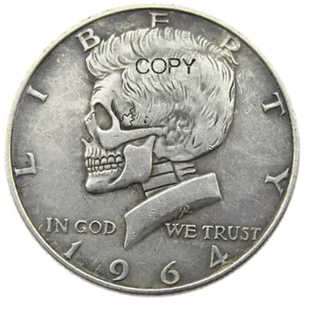 FK(10)Hobo Tvorivé 1964 Kennedy Striebro Pol Dolára lebky zombie kostra ručne vyrezávané Kópie Mincí
