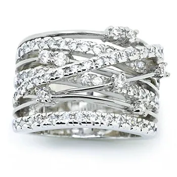 Hot Predaj Klasický Crystal Snubné Prstene Pre Ženy, Luxusné Kúzlo Zirkón Dva-tón Zásnubný Prsteň, Šperky
