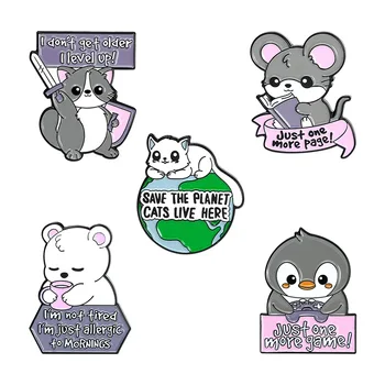 Karikatúra roztomilý zvierat šperky brošňa, medveď, penguin, myš, list pin, farby odznak, darček pre priateľov