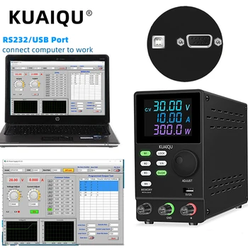 KUAIQU Programovateľné Regulované DC Napájací zdroj S RS-232/USB Port na Ukladanie Dát Napätie Regulátora Prúdu 30V 10A 60V 120V 200V