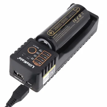 Liitokala 3,7 V 26650 5000 mAh Li-ion Nabíjateľná Batterie + Batterie Ordinateur Prenosné Cas + Chargeur Jedinečný Smart USB Slot