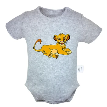 Lion King Simba Dizajn 6-24M Novorodenca Dievča Chlapci Oblečenie Pinting Krátky Rukáv Romper Jumpsuit Oblečenie 100% Bavlna Sady