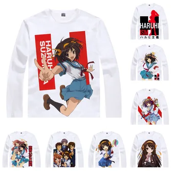 Melanchólia of Haruhi Suzumiya, T-Shirts Multi-štýl Mužov Hip Hop Dlhý Rukáv Anime Tričko Suzumiya Haruhi Cosplay Motivs Košele