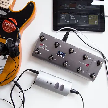 MIDI Veliteľ Gitara Pedál Prenosný USB MIDI Nožný pedál S 10 Nožné Spínače Uzavreté TS Mini Audio Rozhranie Zvukovej Karty