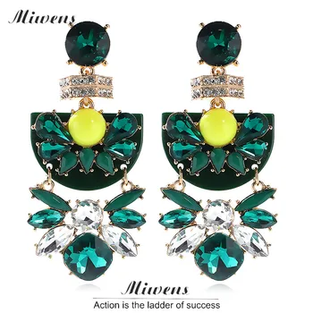 Miwens Nový Príchod Dlho Zelené Drahokamu Drop Visieť Náušnice Vysokej Kvality, Luxusné Módne Šperky Crystal Pre Ženy Príslušenstvo