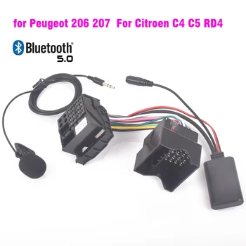 Pre Peugeot 206 207 307 301 407 Pre Citroen C4 C5 C6 Berlingo Rádio RD4 Postroj Mikrofón Handsfree Bluetooth 5.0 AUX Adaptér