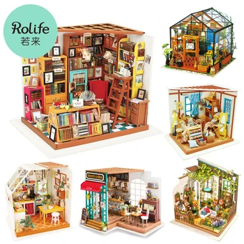 Robotime Rolife DIY Drevené Miniatúrny domček pre bábiky Skleníkových Ručné Doll House Kuchyňa S Nábytkom, Hračkami Pre Deti Lady Darček