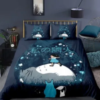 Roztomilý Totoro posteľná bielizeň Nastaviť Anime Môj Sused Totoro Perinu Twin Queen Size Detský Domov Bedclothe a obliečka na Vankúš 2/3 Kusov