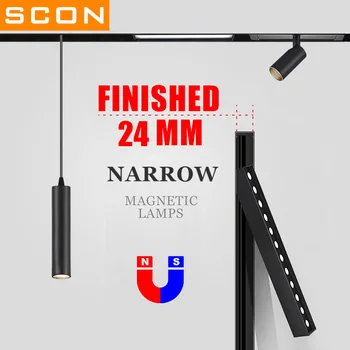 SCON Mini Zapustené Magnetickou koľajnicovou Svetlo Moderného Dizajnu Reflektor LED Stropné svietidlo Čierne Magnetické Sledovať Systém Stropné Osvetlenie