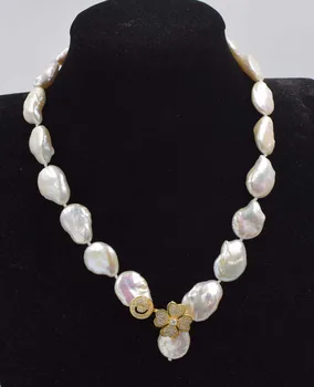 sladkovodné perly biele ploché reborn keshi 18-22 mm barokový náhrdelník 17inch FPPJ veľkoobchod korálky prírody