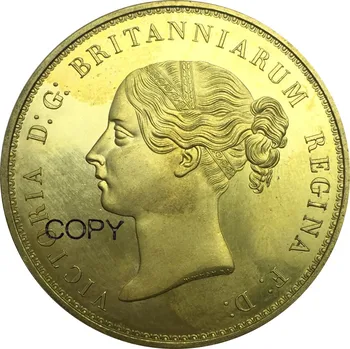 Spojené Kráľovstvo Mince 5 Libier 1839 Victoria Una a Lev Obyčajný Zlaté Mince Mosadz Kópie Mincí