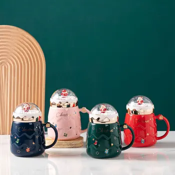 Tvorivé Vianočné Pár Pohár Keramické Santa Trofej S Vekom Dizajn Vody Hrnček Osobný Darček Mlieko, Káva Tepelný Vplyv