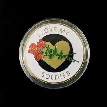 U.S. ARMY Statočný Výzvou Odznak MILUJEM MÔJ VOJAK Písomným Čerstvé Kvety Srdca Lásky, Zbierať Americké Vojenské Pamätné Mince