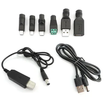 USB 5V na 9V 12V 12,6 V 8.4 V Boost Line Napájanie DC 5.5x2.1mm Male Mini 5pin Typ C Krok Modul Konektor Kábla Converter M20