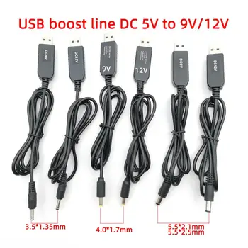 USB power boost line DC 5V na 9V 12V Krok Modul USB Konvertor Adaptér Kábel drôt 5.5*2.1/5.5*2.5/4.0*1.7/3.5*1.35 mm Konektor