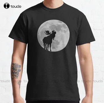 Vtipné Moose Full Moon Tričko. Halloween Vytie Moose T-Shirt Moose Milenca Darček Klasické T-Tričko Pánske Športové Košele Xs-5Xl