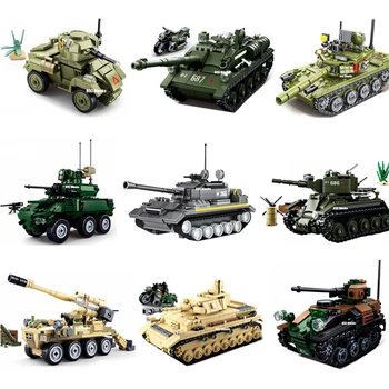WW2 Vojenské Vozidlá Tank Model Stavebné Bloky Sady SWAT Vojak, Mestská Polícia MOC Zbraň Tehly Hračky Pre Chlapca, Deti Darček