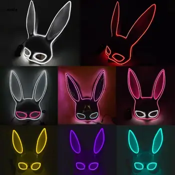 X7YA Žiariace Sexy Bunny EL Drôt Maska Cosplay Kostým, Doplnky, Maska Svetelný Králik LED Maska Pre nočný klub Party Dance