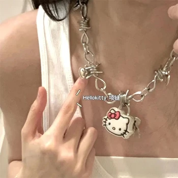 Y2K Sanrio Hello Kitty Šperky Goth Lesklé Náhrdelník Prívesok pre Ženy Charms Crystal Choker Náhrdelník Dievča Estetické Darček Nové
