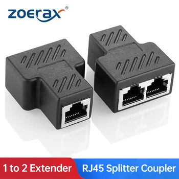 ZoeRax RJ45 Splitter Konektor, 1 až 2 Ethernetový Extender adaptér samíc a 2 Ženské RJ45 Spojka pre Sieť Ethernet Kábel 1PCS
