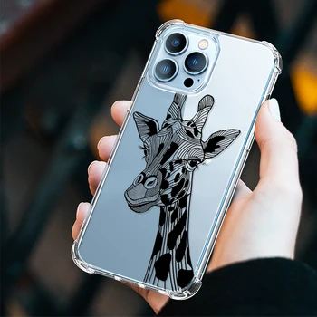 Zviera Žirafa Telefón puzdro pre Iphone 7 8 Plus 11 12 13 Pro Max X XR XS Max SE2020 6S Transparentné Silikónové Shockproof Zadný Kryt