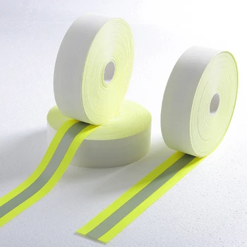 Šiť Na Reflexné Pásky Pre Chothing Bezpečnosti Textílie Popruhu Čalúnenie Pás Fluorescenčná Žltá
