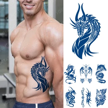 Šťava Trvalé Vodotesné Dočasné Tetovanie Nálepka Drak Totem Tiger, Vlk Flash Tetovanie Muž Prírodné Body Art Falošné Tatto Žena